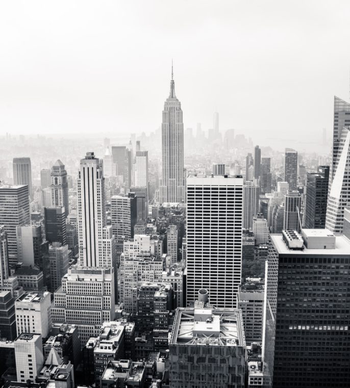 New,York,City,In,Black,And,White.,Aerial,View